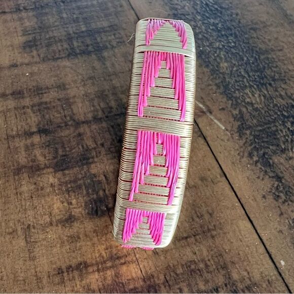 HANDCRAFTED Bracelet Earthy Aesthetic Gold Plate Cord Design With Pink Cord - Picture 5 of 6